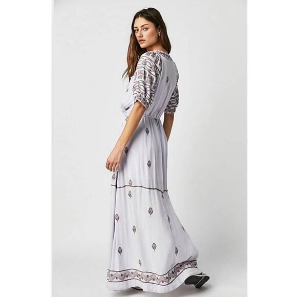New Free People Riley Embroidered Button Front Midi Dress $188 SMALL Stardust - Picture 1 of 5